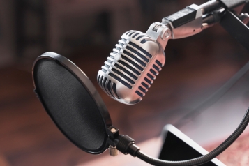 Microphone in a recording studio